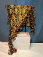 Laurena by LJL Metallic Lace Scarf Wrap Henna Rust Ruffled Boho NWT 63x23