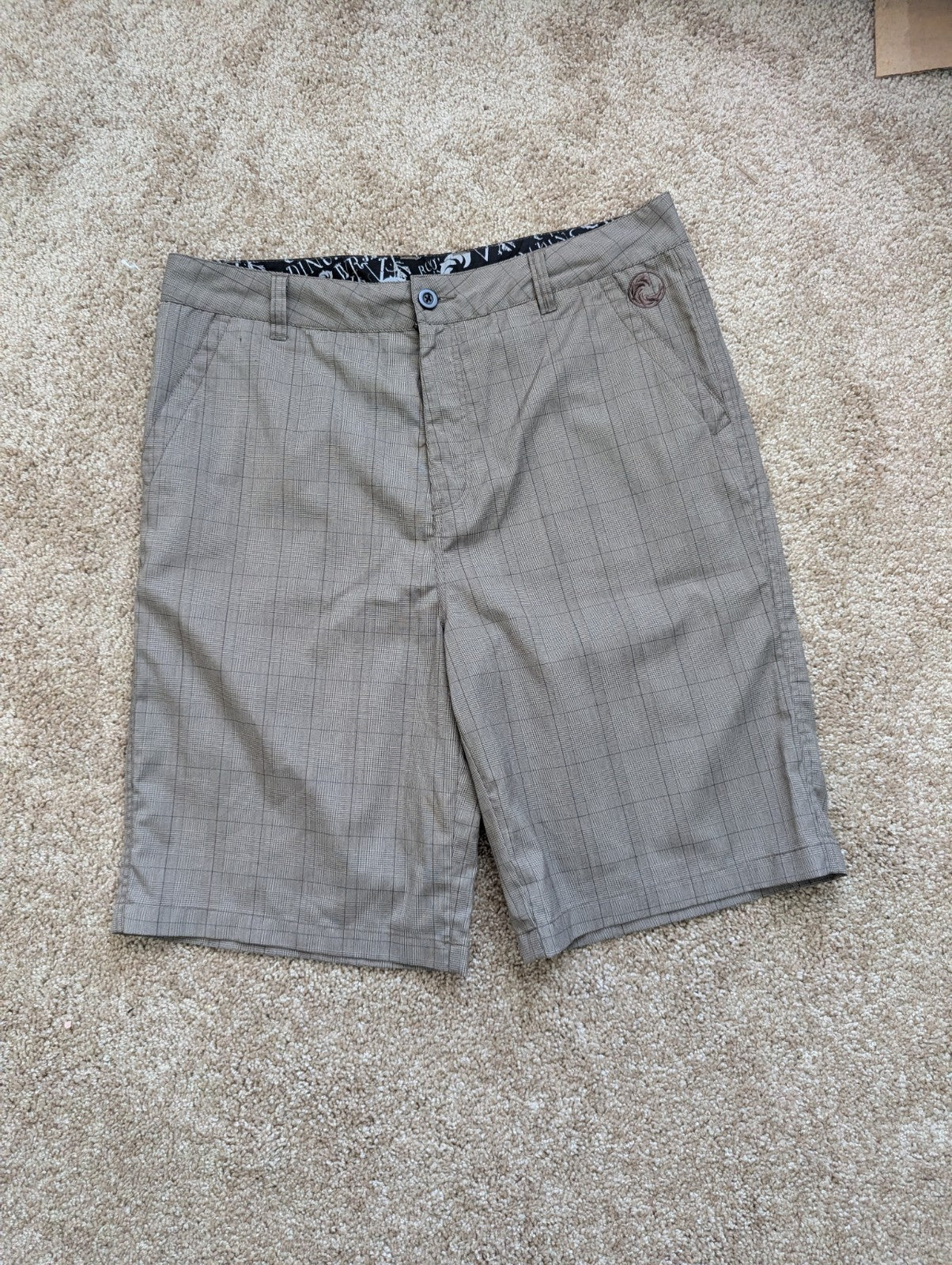 O'Neill Hybrid Boardshorts Men's Size 34 Gray Plaid Swim Trunks Walker Shorts