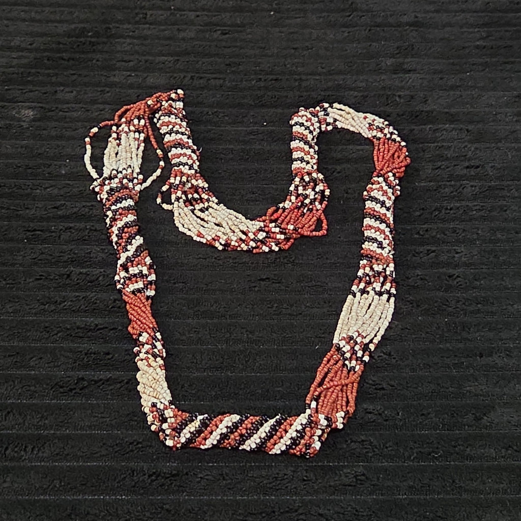 Multi-Strand Seed Bead Twisted Necklace Red Black Boho EUC