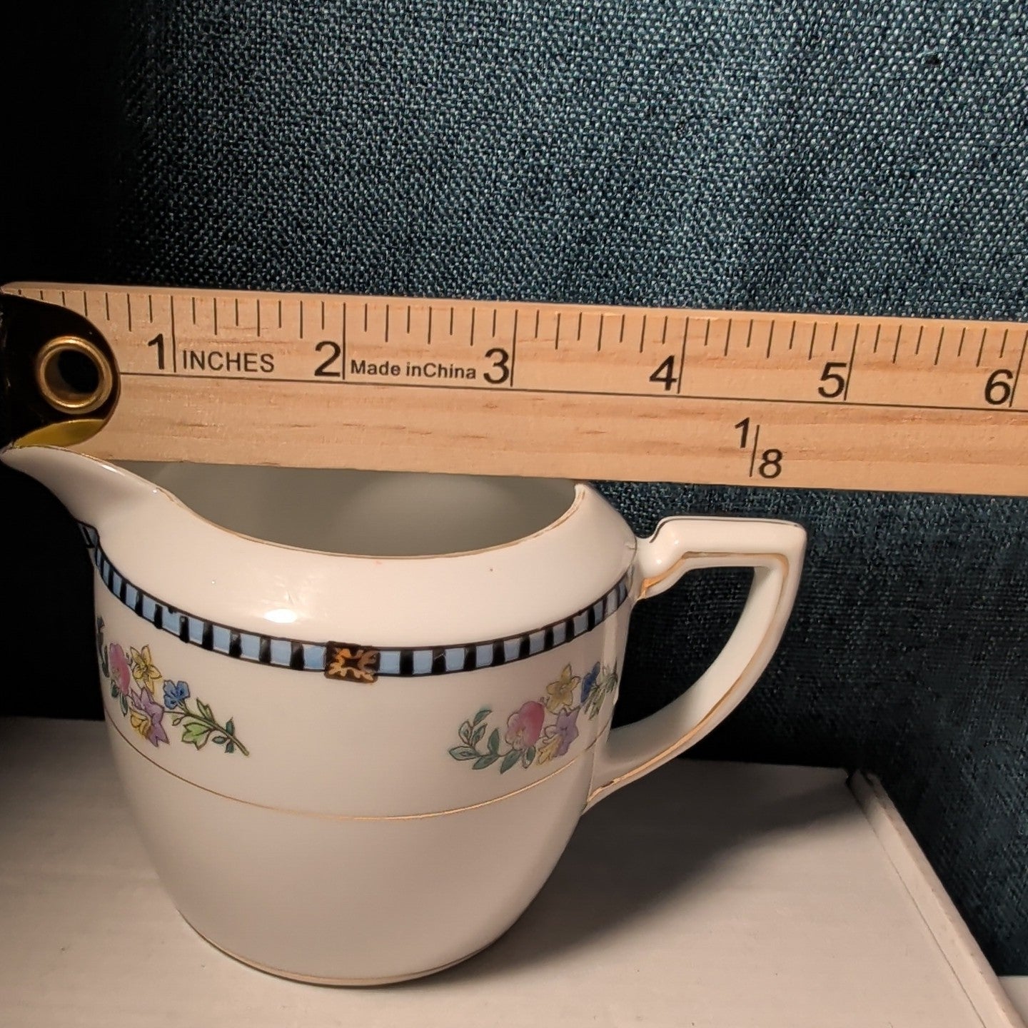 Vintage Noritake Sheridan Creamer Pitcher Art Deco Floral 1920s Gold Japan 3"