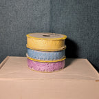 Mixed Ribbon Lot 11 Spools Satin Grosgrain Lace Wired Blue Green Yellow Fall