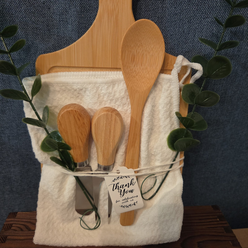 Natural Wood Charcuterie Board 6Pc Farmhouse