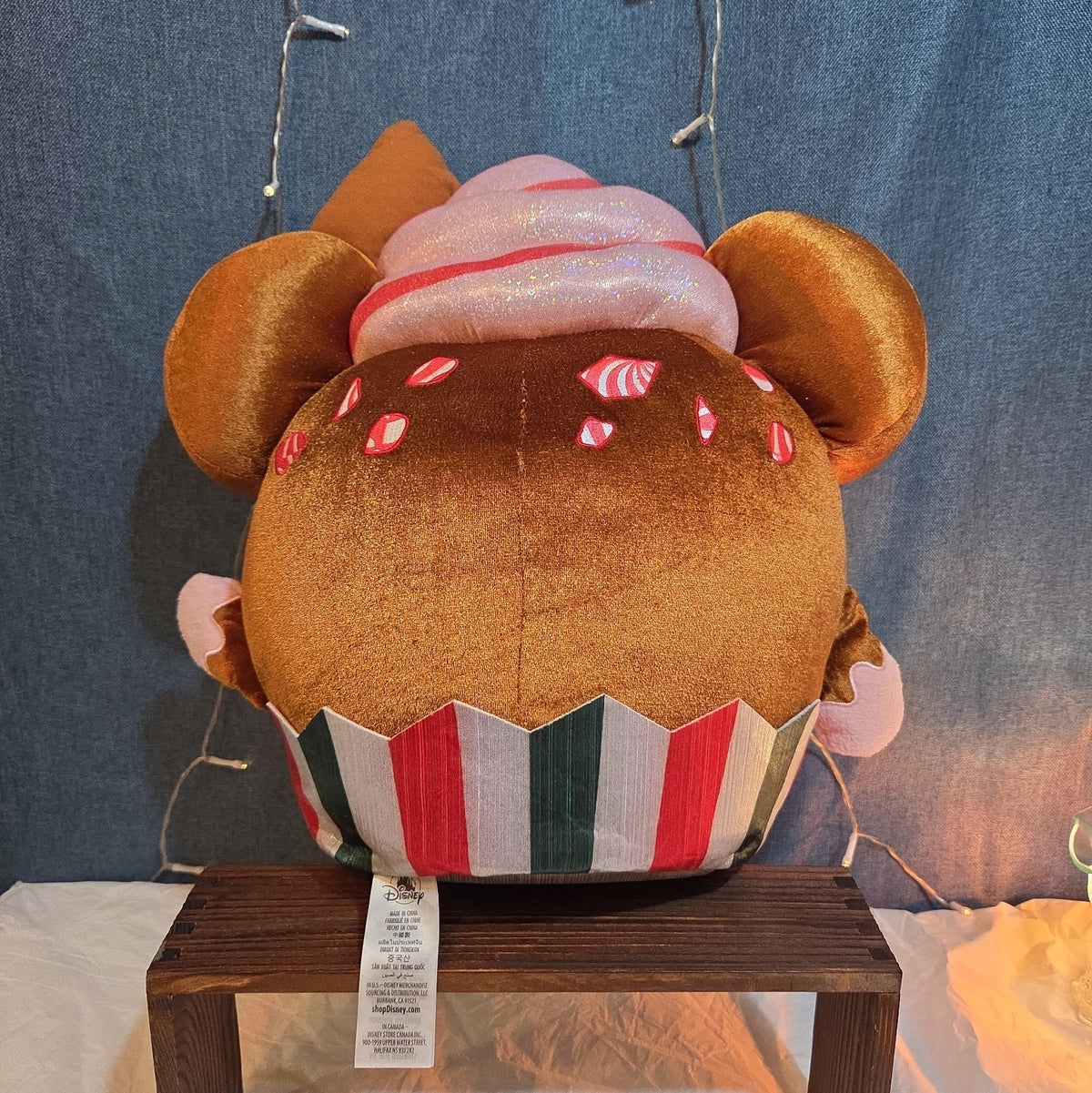 Disney Mickey Mouse Gingerbread Cupcake Plush Toy with Peppermint Accents