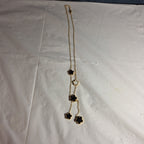 3PC Jewelry Set Black White Gold Tone Necklace Bracelet Earrings