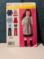 Simplicity 0313 Girls Wardrobe Pattern Sz 3-8 Jumper Vest Top Pants Uncut 2874