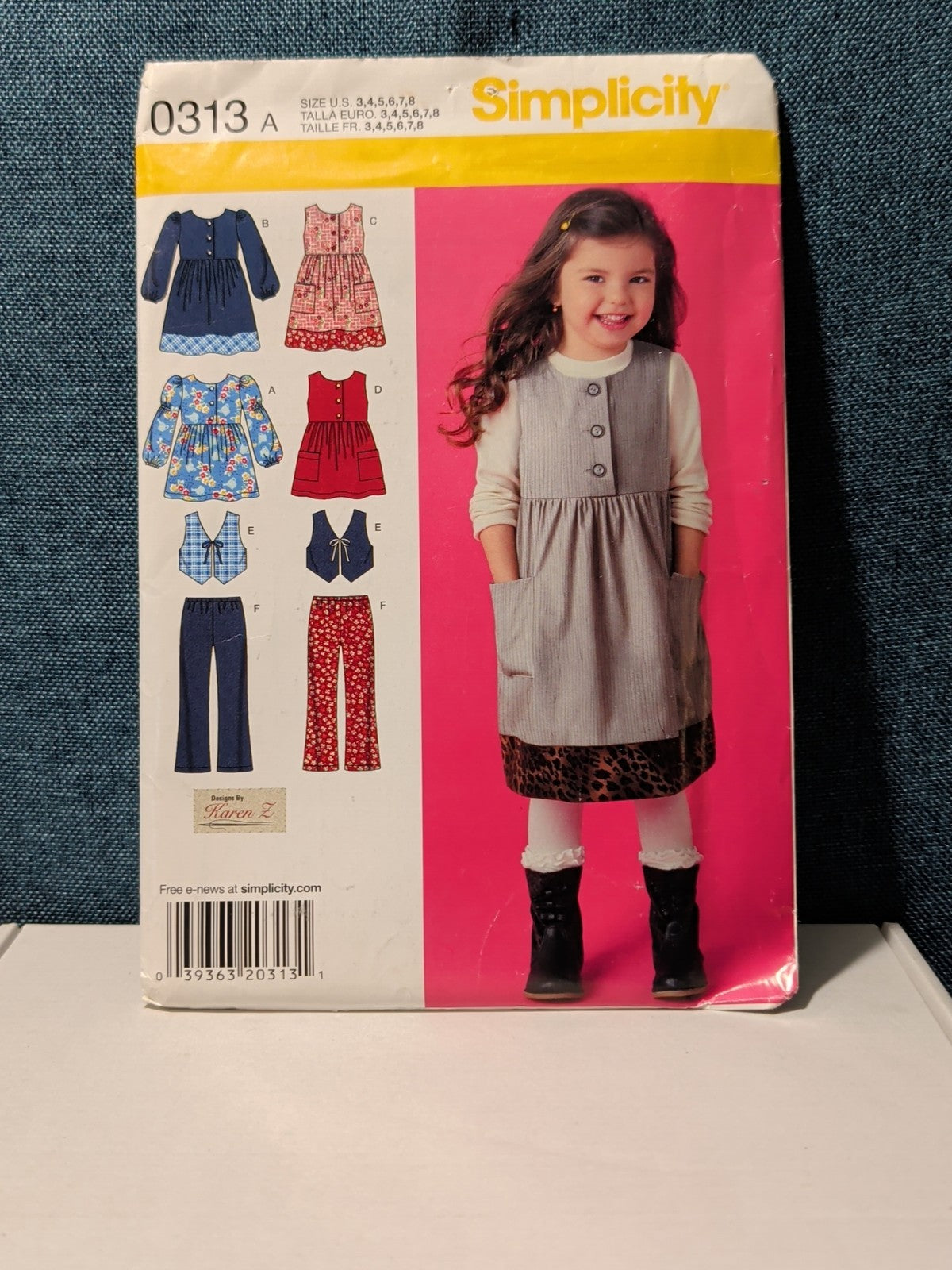 Simplicity 0313 Girls Wardrobe Pattern Sz 3-8 Jumper Vest Top Pants Uncut 2874