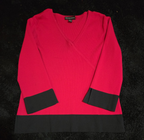 Spenser Jeremy Knit Skirt Set Large L Red Black Faux Wrap Sweater 2 Piece Vtg