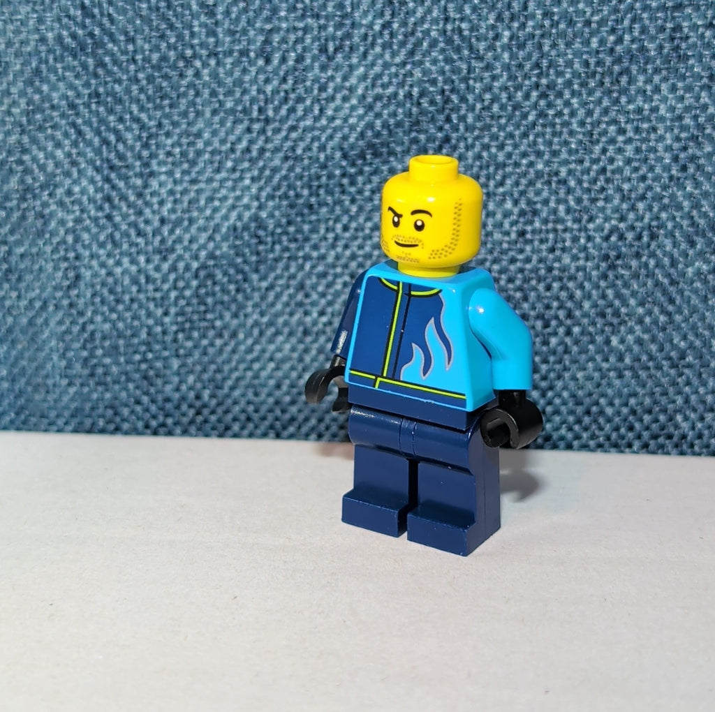 LEGO City Monster Truck Driver Minifigure cty1760 Flame Racing Jacket Loose