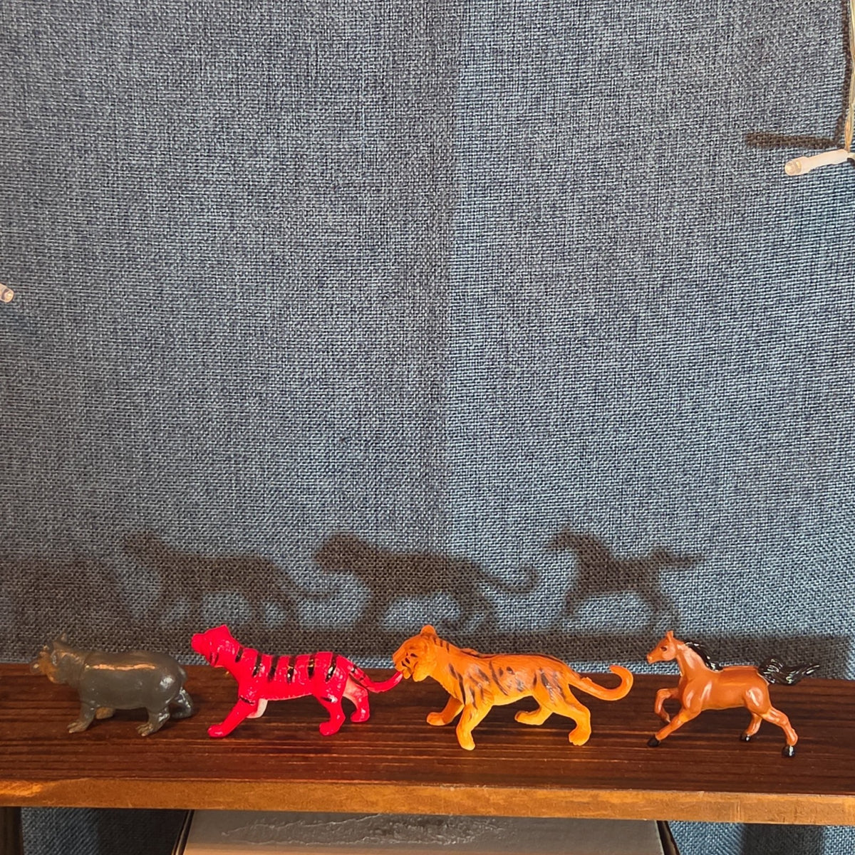 Plastic Animal Figure Lot 4 Pink Tiger Horse Vintage