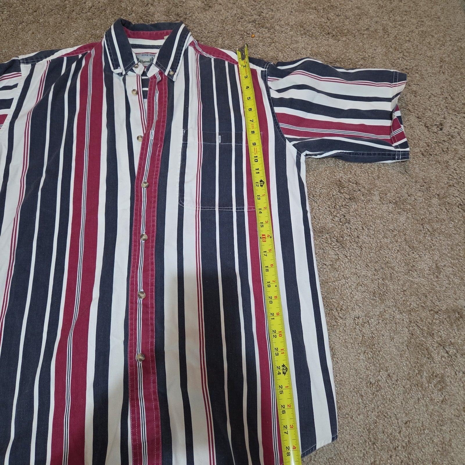 Pine Grove Striped Button Down Shirt Cotton Vintage 90s Retro Men Size M