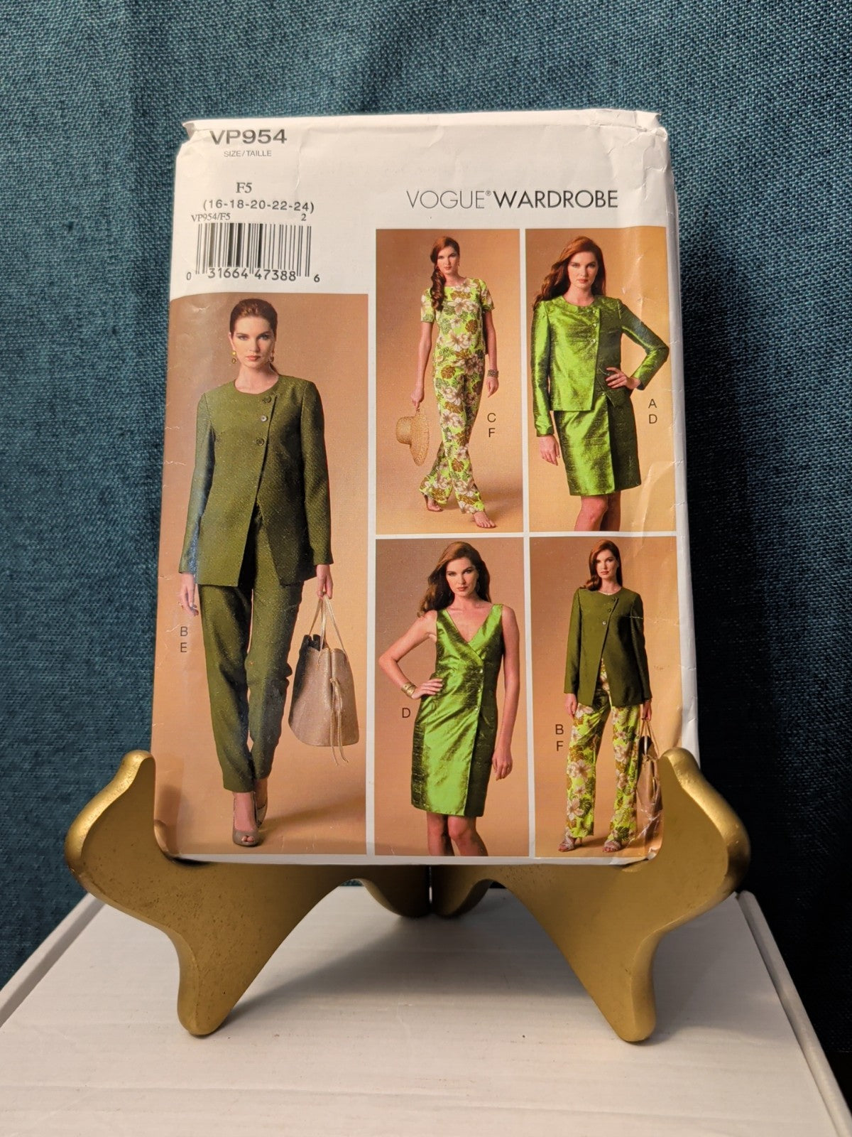 UNCUT Vogue V9094 (VP954) Pattern Asymmetrical Jacket Dress Pants Wardrobe 16-24