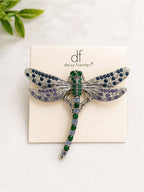 Daisy Fuentes Emerald Green, Sapphire Blue & Violet Dragonfly Brooch