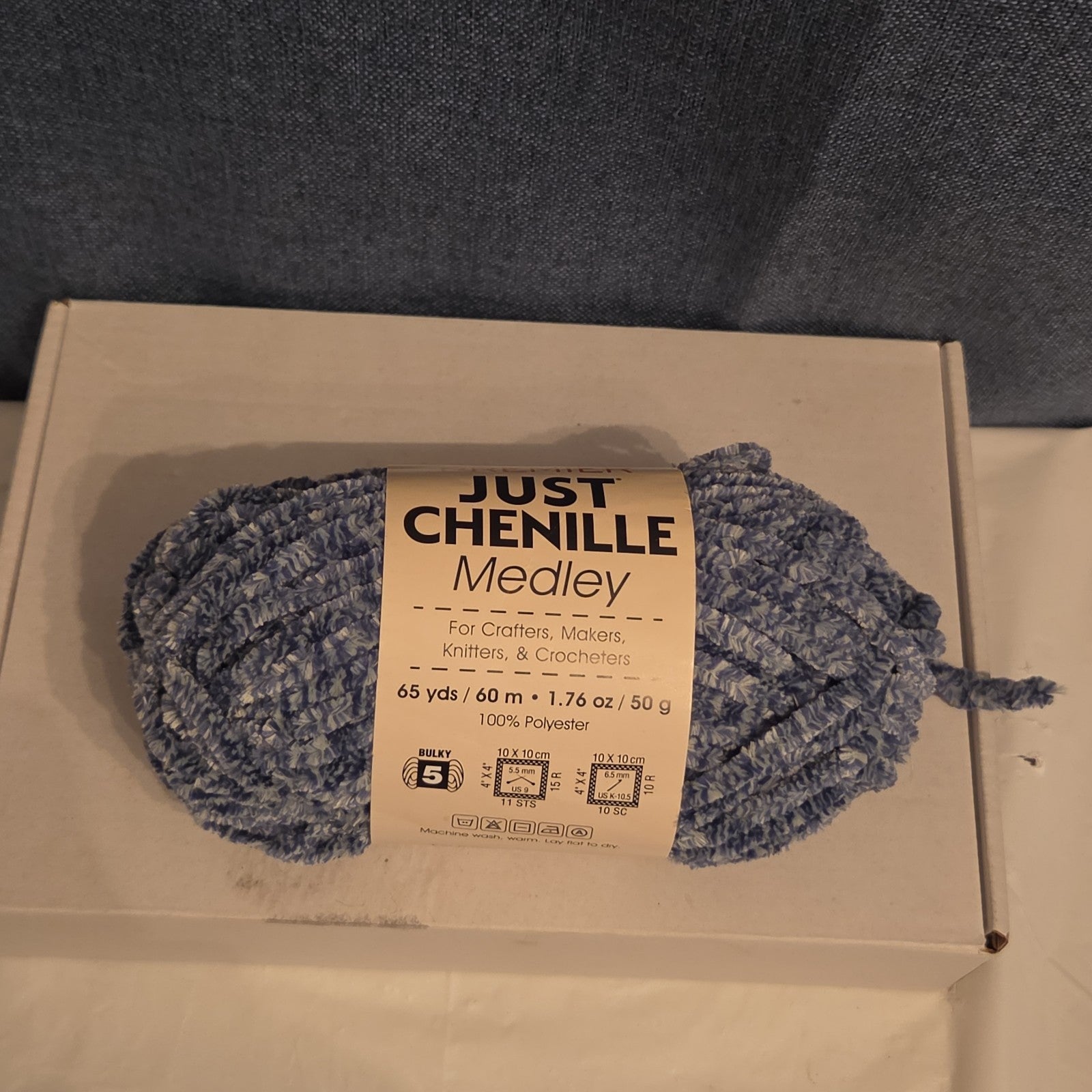 Premier Just Chenille Medley Yarn Navy Blue Lot 202 Bulky 5 Polyester