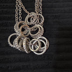 NY Collection Silver Tone Triple Chain Rhinestone Ring Cluster Necklace