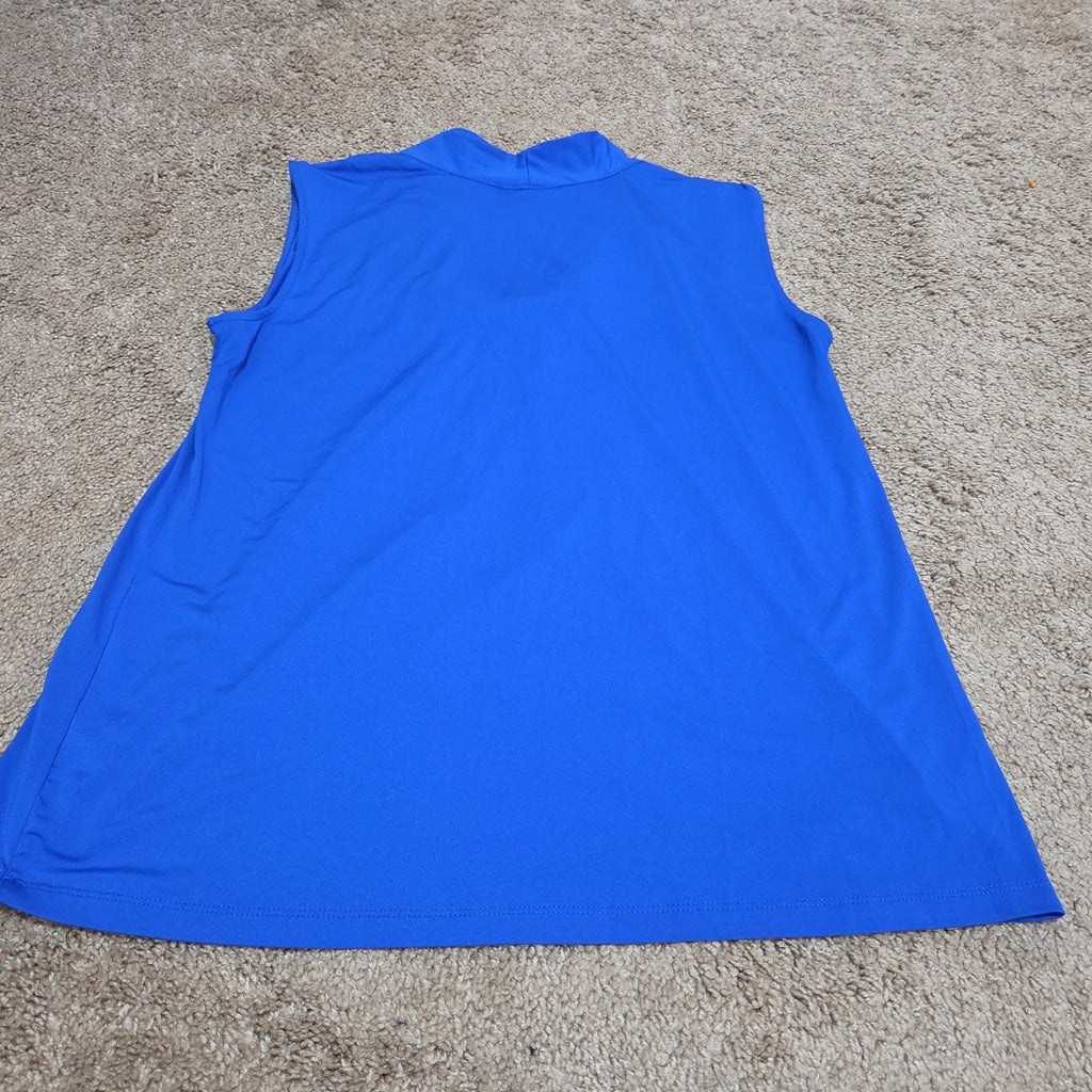 Dana Buchman Draped Neck Blue Sleeveless Top Blouse Gently Used Large