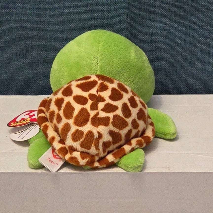 Ty Beanie Boos Zippy Green Turtle 6" Stuffed Animal Toy Gold Glitter Eyes MWMT