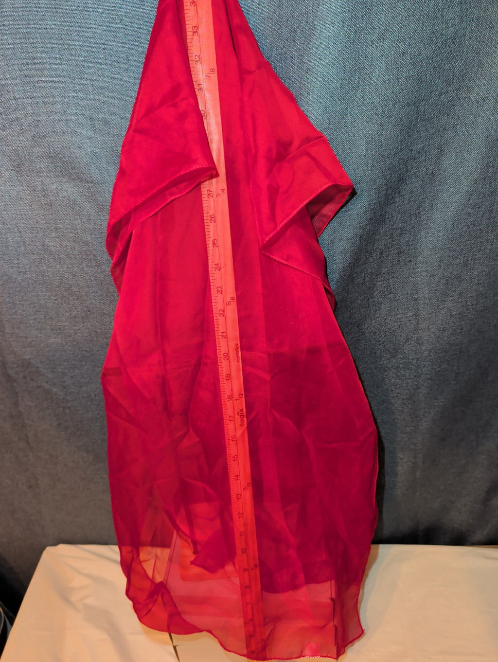 Red Chiffon Evening Shawl Wrap Capelet Bridal PreOwned 65x19