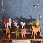 Farm Animals 9Pc Lot Plastic Horses Cows Vintage Style P
