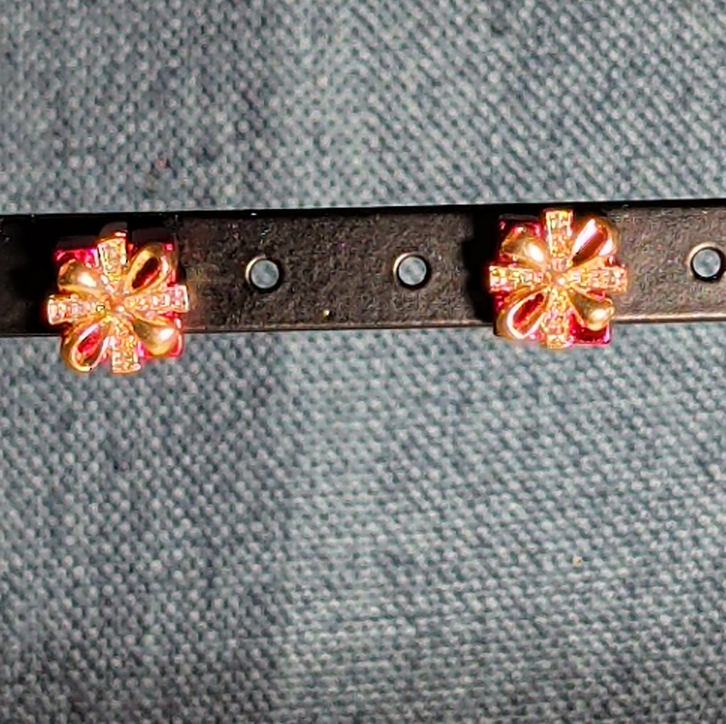 Christmas Gift Box Stud Earrings Red Gold Tone Holiday