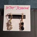 Betsey Johnson Mismatched Cat CZ Drop Earrings
