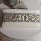 J'Adore Woven Friendship Bracelet Grey Tassel Designer Inspired