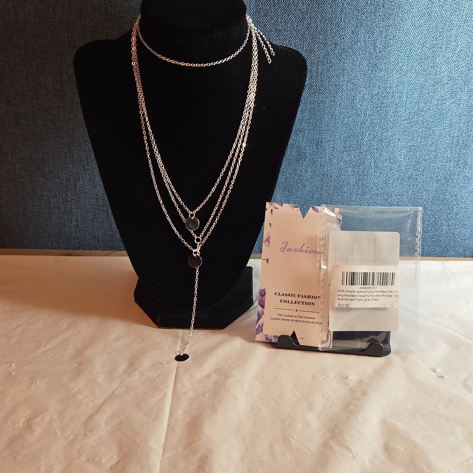 Fashion Silver Tone Multi Tier Lariat Disc Necklace Boho NIP X002Q3ZYJ