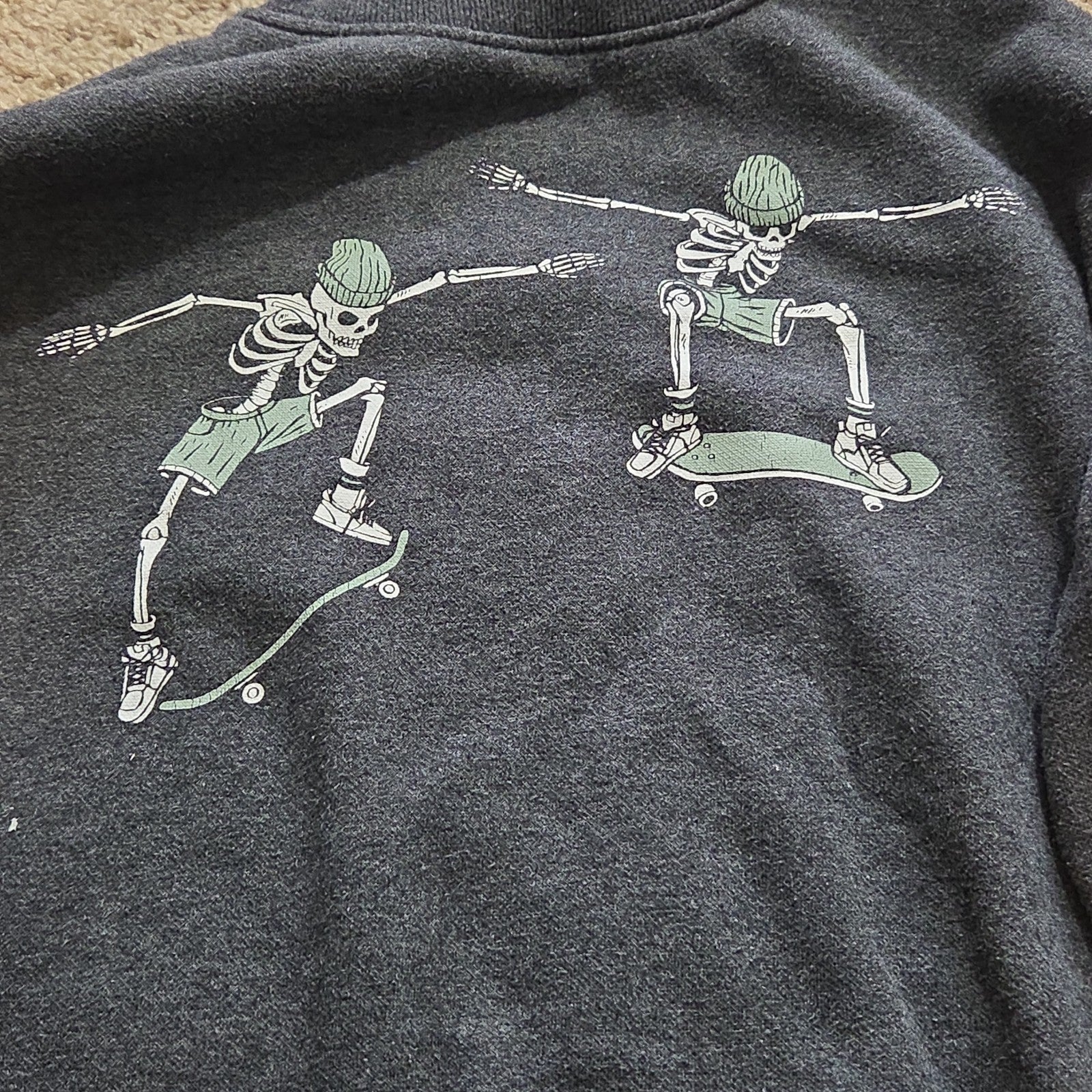 Old Navy Skateboard Skeleton Sweatshirt Boys L Grey Fleece Crewneck Preowned