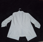 Rachel Zoe Open Front Blazer Women's S White Black Check 3/4 Sleeve Ruche Size L