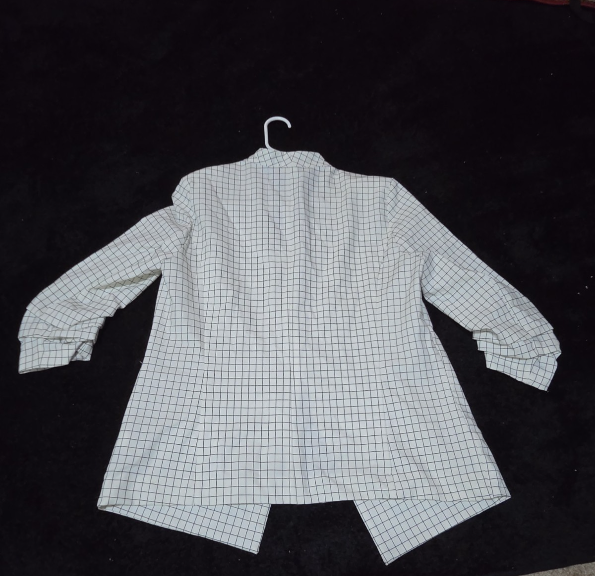 Rachel Zoe Open Front Blazer Women's S White Black Check 3/4 Sleeve Ruche Size L