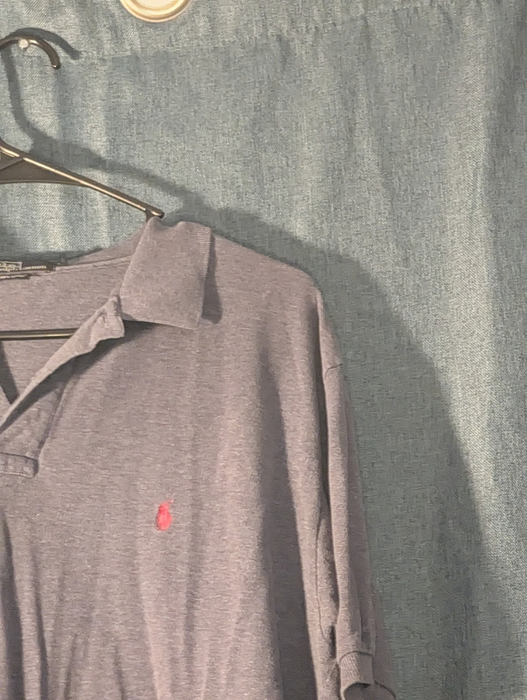 Vintage 90s Polo Ralph Lauren Shirt Men's Large Gray Red Pony Logo Cotton