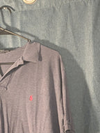 Vintage 90s Polo Ralph Lauren Shirt Men's Large Gray Red Pony Logo Cotton