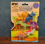 Inc 3D Dinosaur Erasers Set 5-Pack Latex-Free Kids