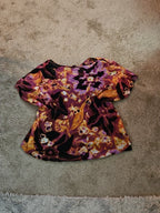 Alfani Petite Large P/L Boho Mesh Top Sheer Beaded V-Neck Floral Purple Blouse