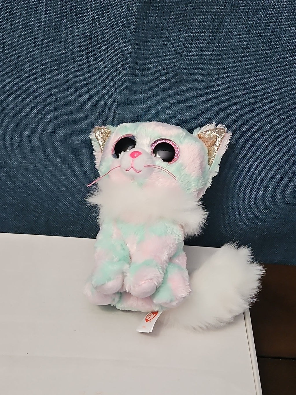 TY Beanie Boos Opal Cat Plush 6" | Pastel Pink & Green Tie Dye Kitty | No Tag