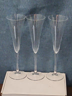 Set of 3 Tall Champagne Flutes | 9.5" Trumpet Shape | Elegant Clear Glass
