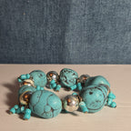 Chunky Faux Turquoise Silver Tone Stretch Bracelet Boho Y2K NWOT