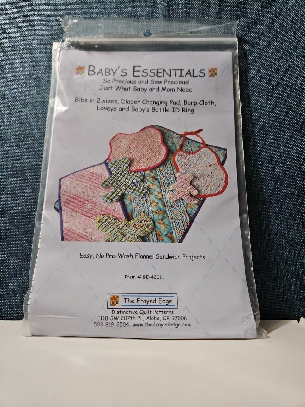 The Frayed Edge Baby's Essentials Pattern BE-4201 | Rag Quilt Flannel Bib Lovey
