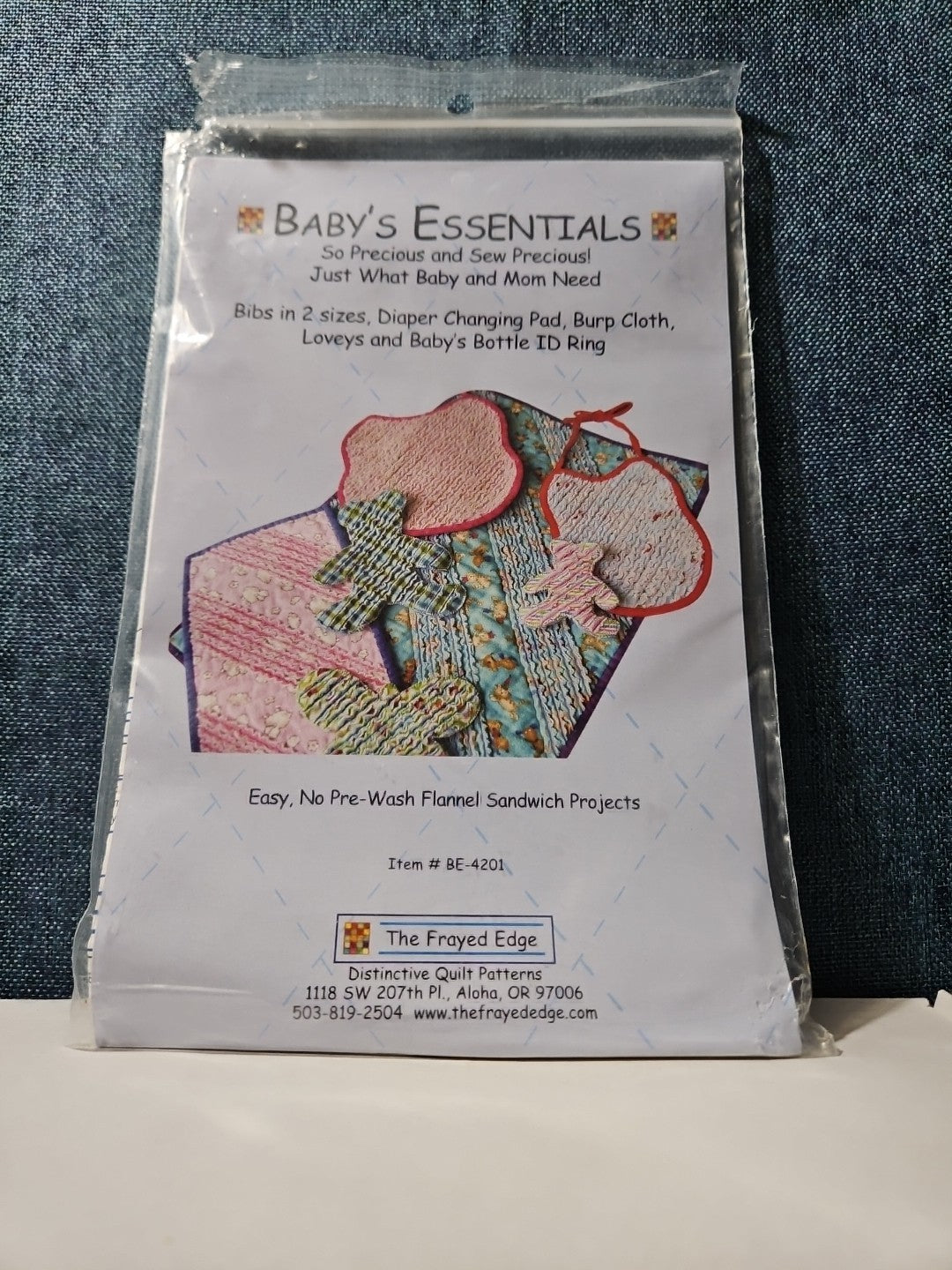 The Frayed Edge Baby's Essentials Pattern BE-4201 | Rag Quilt Flannel Bib Lovey