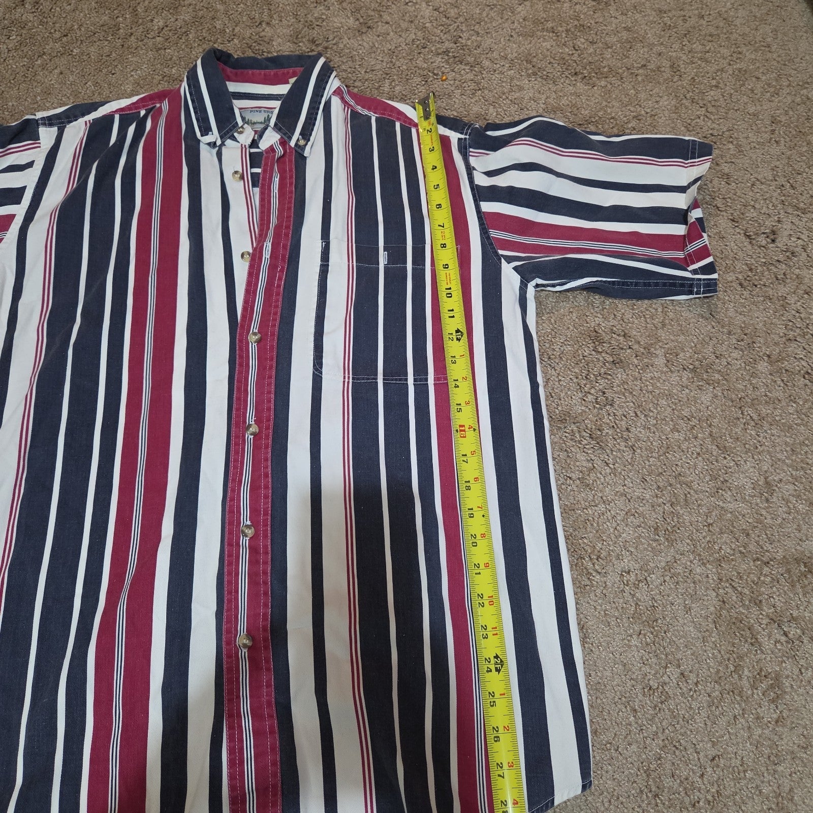 Pine Grove Striped Button Down Shirt Cotton Vintage 90s Retro Men Size M
