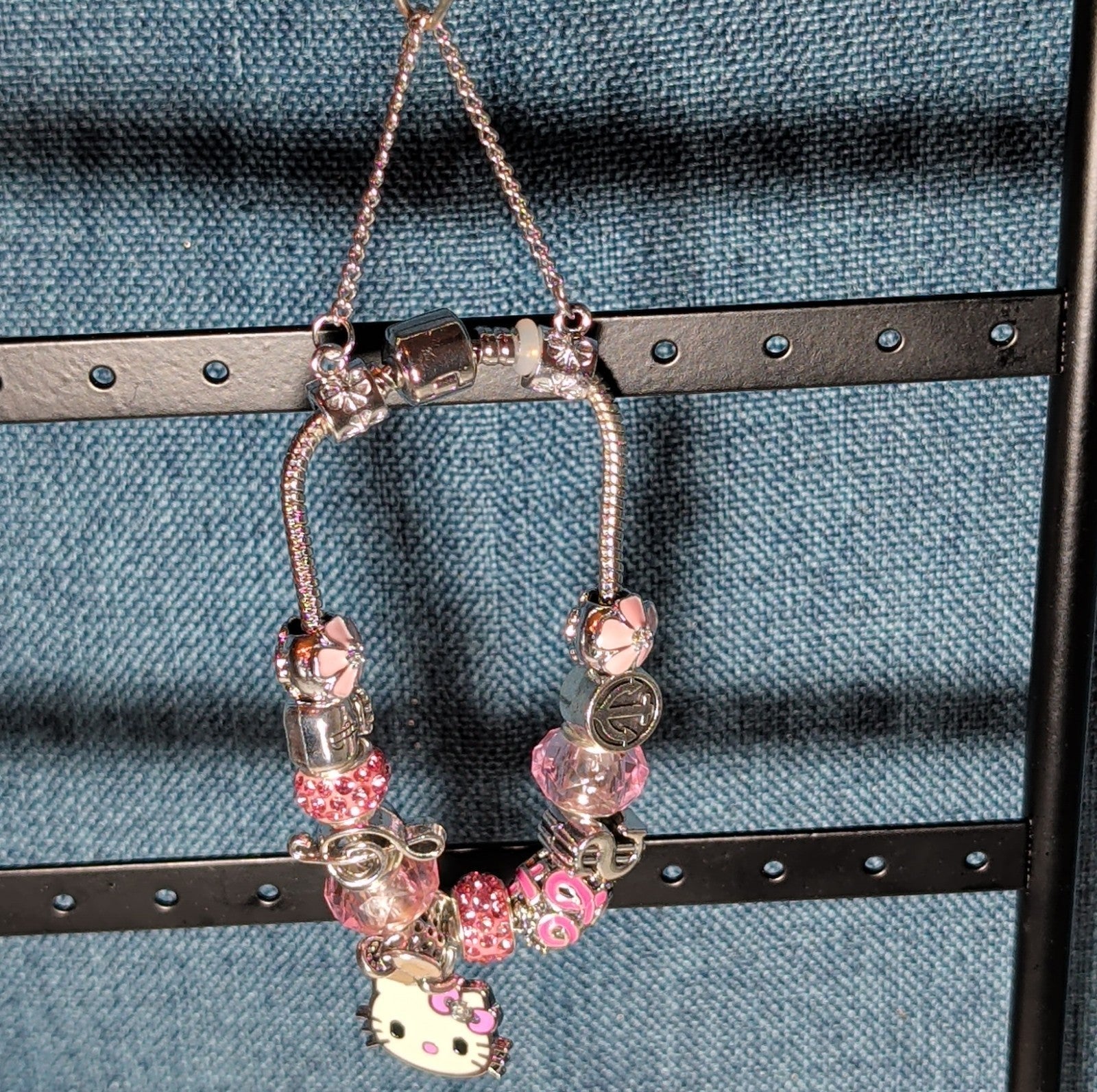 Hello Kitty Charm Bracelet Pink Rhinestone Y2K Kawaii