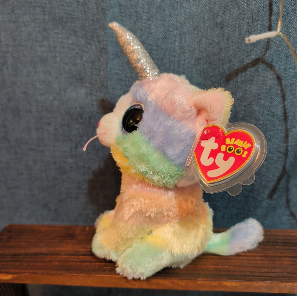 Ty Beanie Boos Heather Uni-Kitty 6" Plush Pastel Rainbow