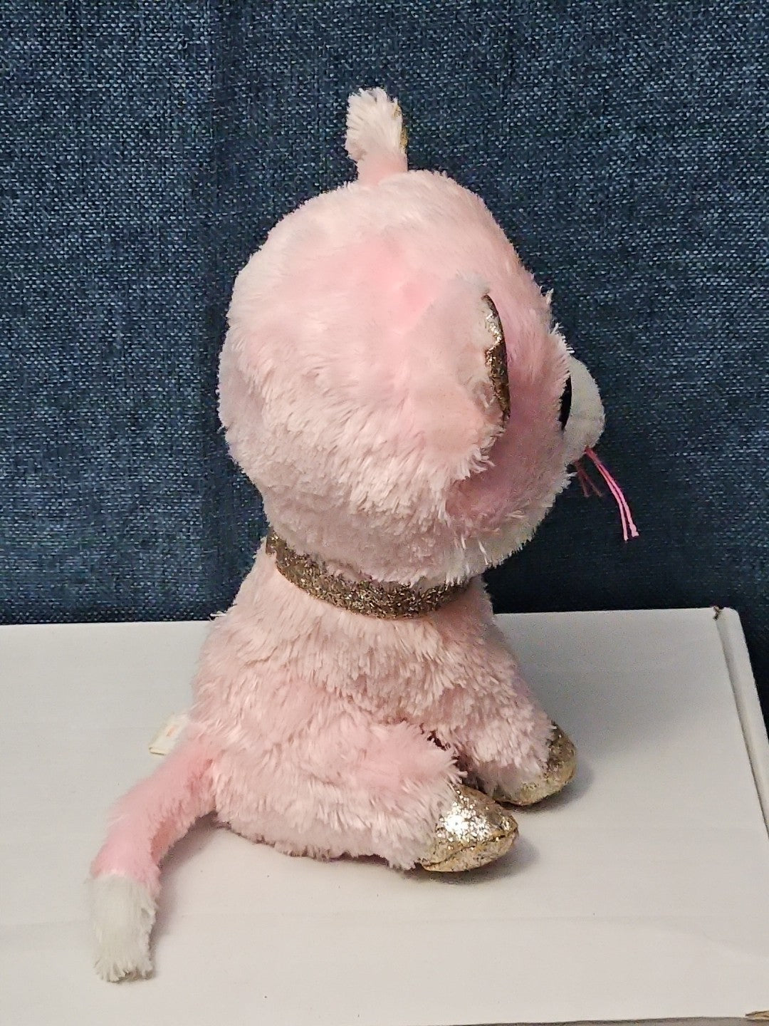 Ty Beanie Boos Fiona Pink Cat Plush | Glitter Eyes & Gold Feet | 6-9"