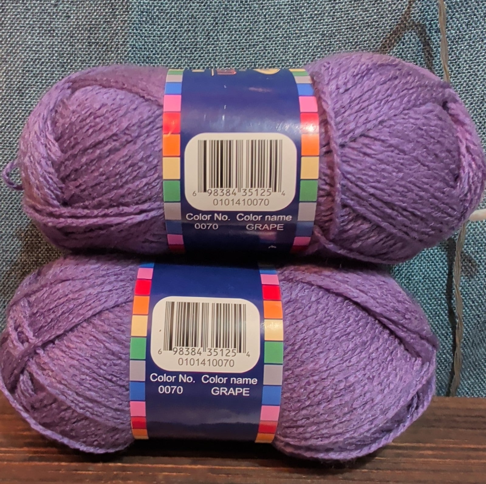 Herrschners Afghan Yarn 2 Ply Grape Purple Acrylic 2 Skein Lot