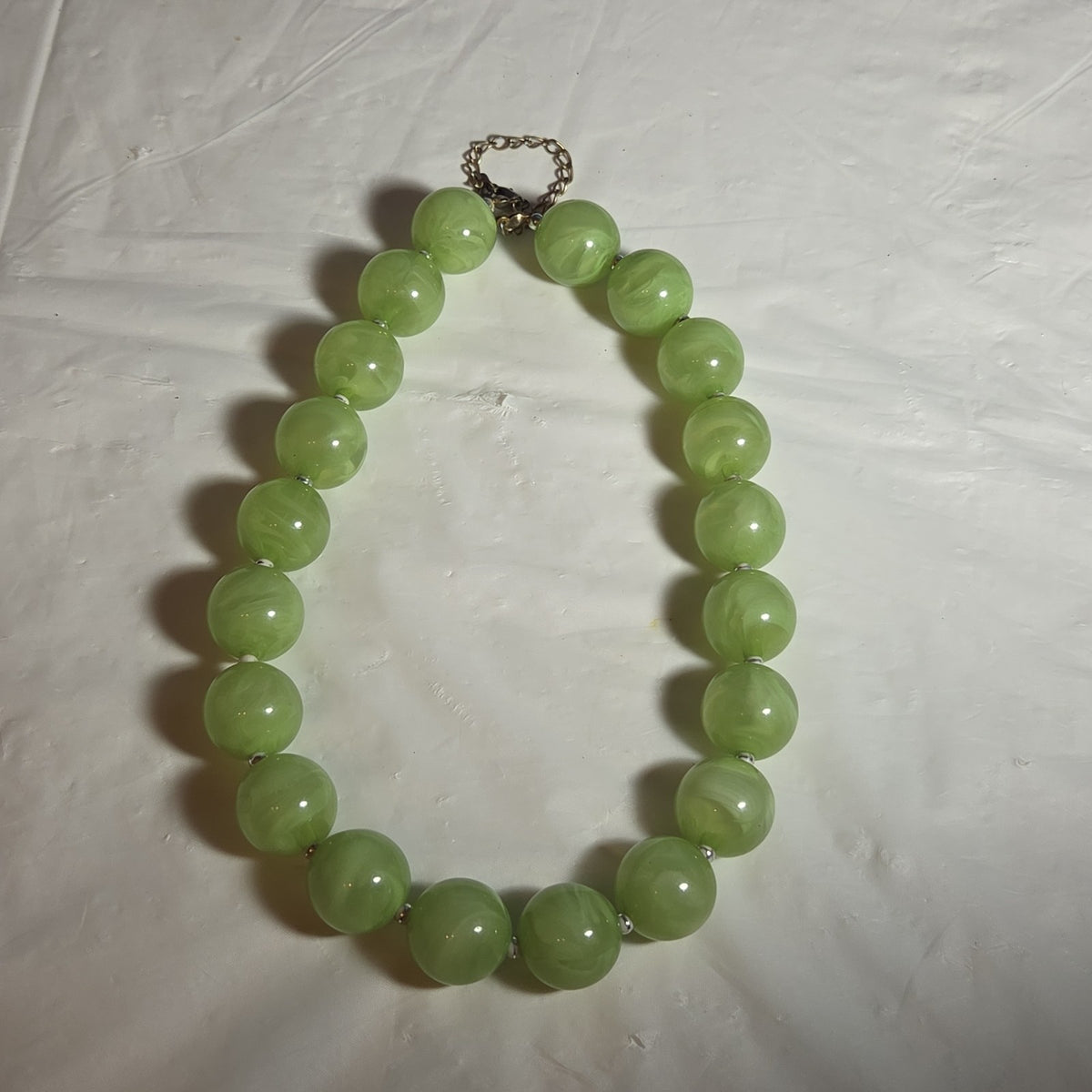 Chunky Bead Necklace Marbled Green Acrylic Retro Y2K PreOwned