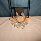 Traci Lynn Iridescent Statement Bib Necklace Earring Set Vintage Style