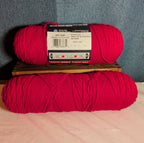 Red Heart Super Saver Cherry Red Yarn Lot 2 Skeins Worsted E300 New & Used