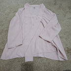 Anne Klein Blouse L Pink Tie Neck V-Neck Long Sleeve Career Top
