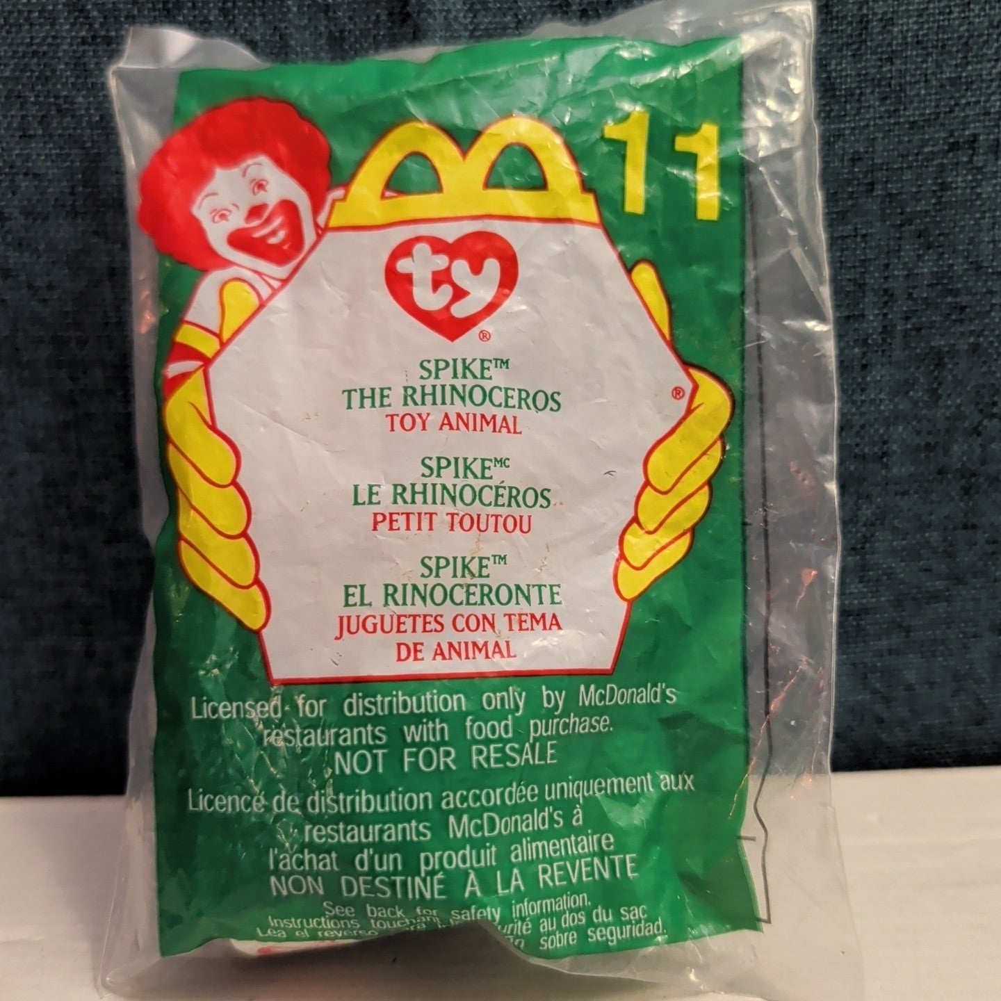 Ty Teenie Beanie Baby Spike the Rhinoceros #11 McDonald’s 2000 Sealed New Retire