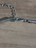 White Stone Pendant Silver Tone Omega Collar Choker Statement Necklace