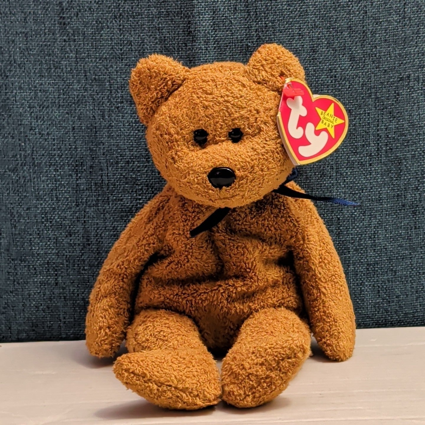 Ty Beanie Baby Fuzz Bear 1999 Retired MWMT P.E. Pellets Holographic Tag Vintage